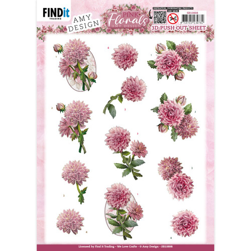 Pink Florals Die-Cut Dahlias